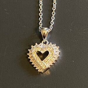 Junior Jewels Sterling Silver Clear Stone Heart Pendant
